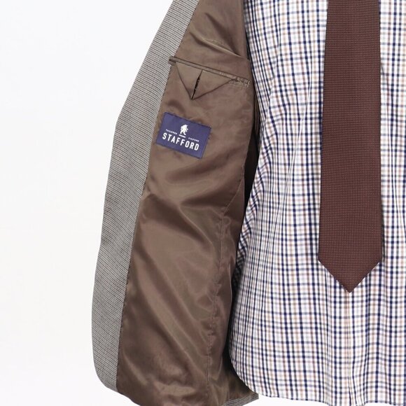 Stafford 42R Beige HT 2-Button Sport Coat Blazer Jacket P415 - Picture 9 of 11